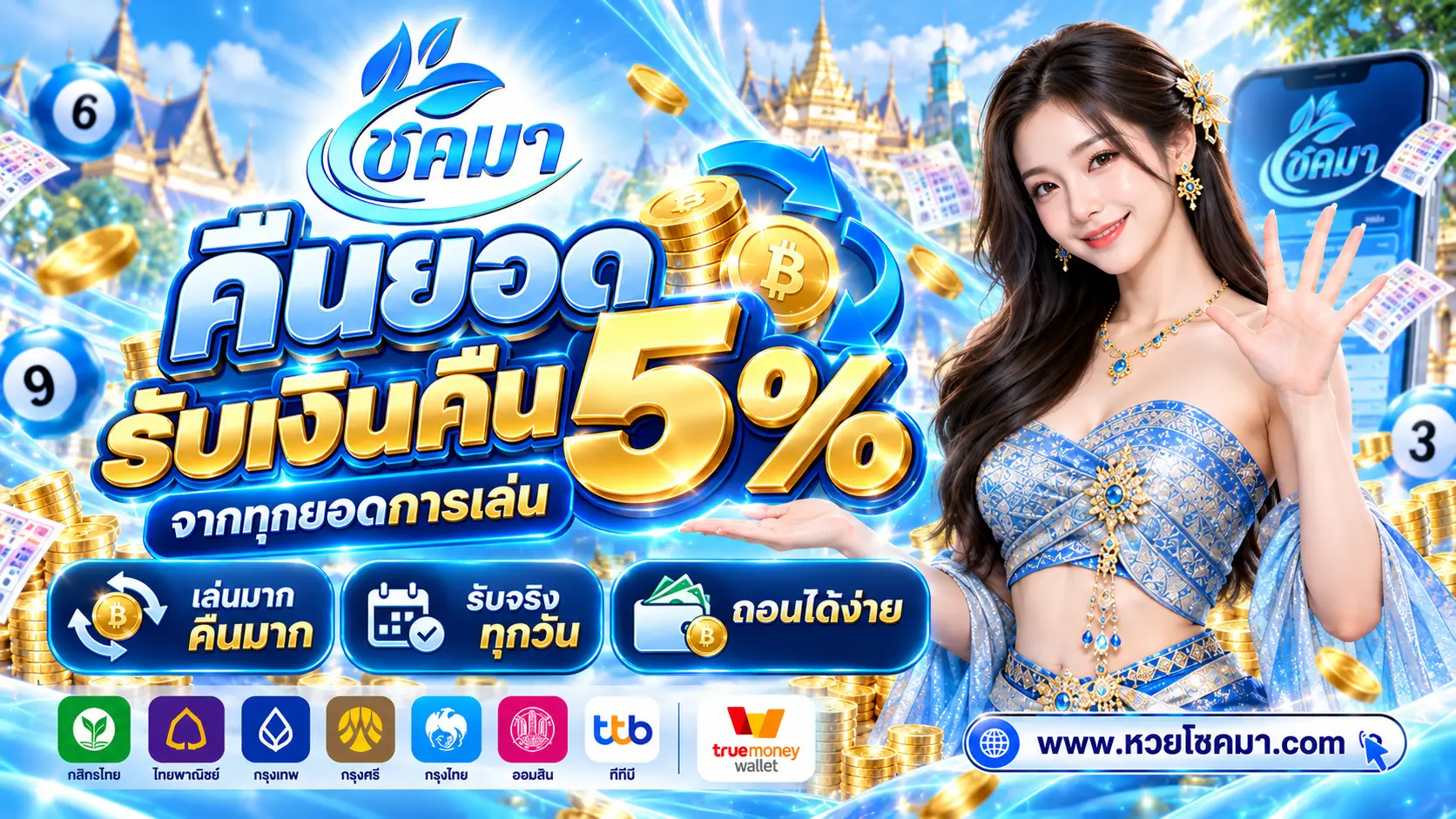 โชคมา เว็บซื้อหวยออนไลน์ 24 ชม. เรทจ่าย 1200 ถอนง่าย โอนไว